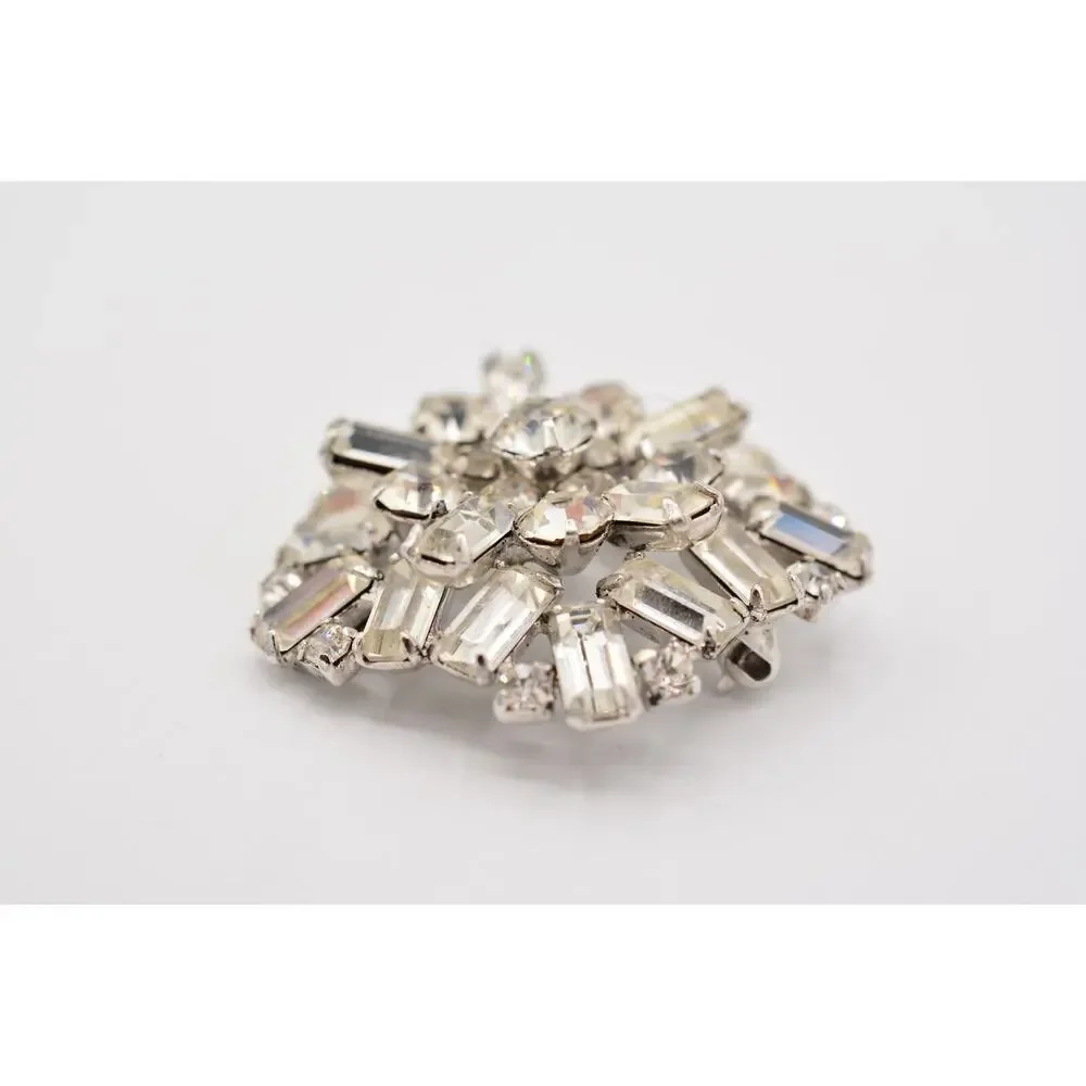 Kramer Vintage Crystal Pin Brooch Baguette Rhinestone Sparkling NY Signed BinAP